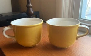 Mikasa Yellow Mugs Set of Two  with White Handles White Interior - Picture 1 of 8