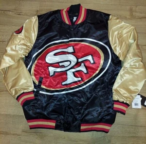 Chaqueta Starter San Francisco 49ers con Logotipo Explotado Satén Hombres Talla L Dorada Negra NFL - Imagen 1 de 12