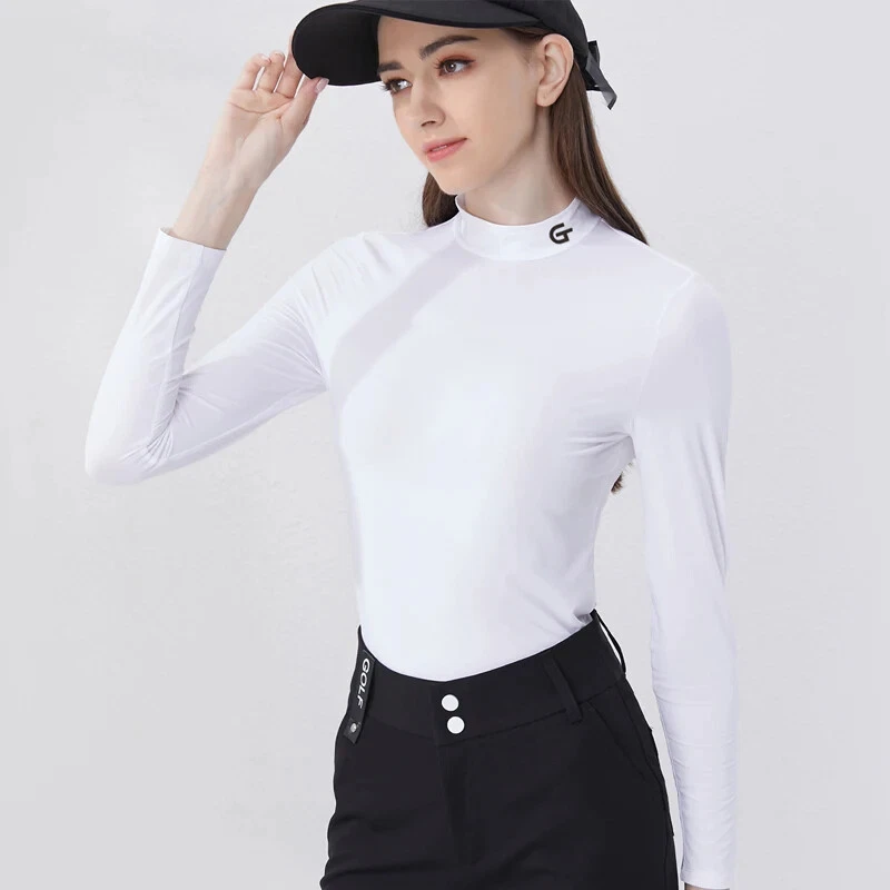 Women Ice Silk  Long-sleeve Anti-UV Ice Silk Tops Summer Ultra-thin Underwear - Image 1 of 4