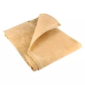 GroundMaster 18oz Standard Canvas Tarpaulin - Heavy Duty Water Resistant Cover - Picture 1 of 31