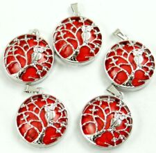 12pcs Red Turquoise Stone Alloy Owl Tree of Life Pendants Jewelry Marking