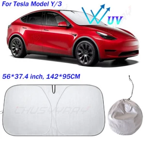 For Tesla Model S/X/Y/3 Windshield Visor SunShade Custom Made Sun Shade w/Bag - Picture 1 of 11