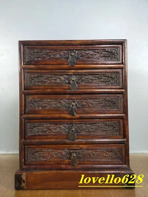 Early exquisite rosewood carved chest of drawers - Image 1 of 4