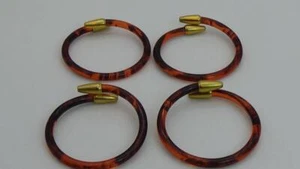 Impresionante Lote de 4 Pulseras De Colección Imitación Tourtois Concha Puntas Doradas Francesas Raras Nuevo de Lote Antiguo - Imagen 1 de 8