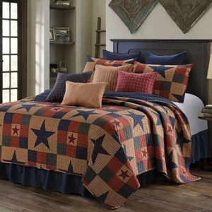 3 pc BLUE STAR LODGE QUILT CABIN AMERICAN MOUNTAIN $174.99 MSRP - Picture 1 of 4