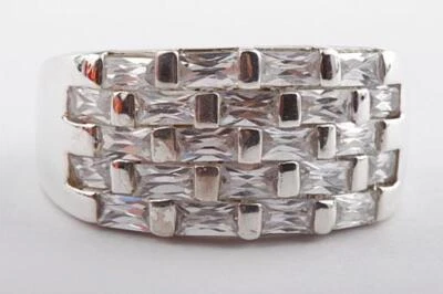 Kristall Ring 925 er Sterling Silber Größe 61 Top! # - Bild 1 von 4