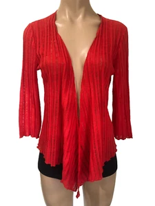 Wombat Size S Red 3/4 Sleeve Draped Open Wrap Cardigan GUC Fit Sz 8/10 - Picture 1 of 7