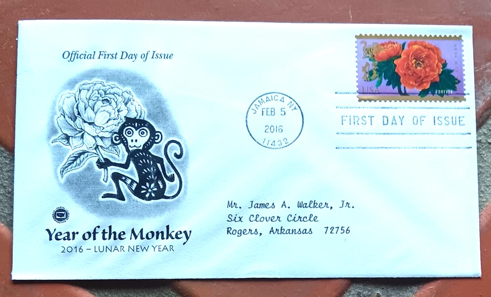 AÑO NUEVO LUNAR CHINO DEL MONO 2016 PIEZAS CACHÉ FDC Foto 1 de 1