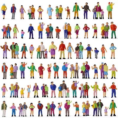 P100W 100pcs Model Trains 1:87 Painted Figures HO Scale Passengers People - Image 1 of 4