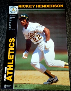 RICKEY HENDERSON Oakland A's 1990 Baserunning Action Profile 22x34 Wall POSTER - Picture 1 of 1