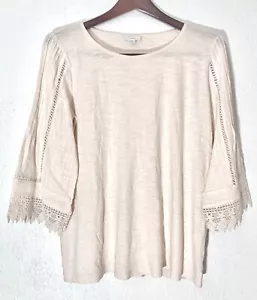J. Jill Schweizer Spitze 3/4 Glockenärmel Top Bluse Größe S Small hell Rouge gebraucht, in einwandfreiem Zustand - Bild 1 von 6