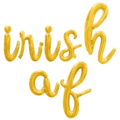 Banner globo con letras cursivas IRISH AF - HÁGALO USTED MISMO decoraciones de fiesta del día de San Patricio Foto 1 de 4