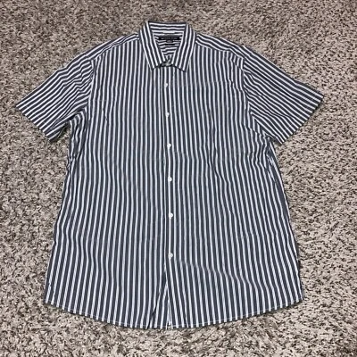 Camisa Michael Kors Para Hombre Manga Corta Abotonada Gris Rayas Talla XL Calce Ajustado Foto 1 de 4