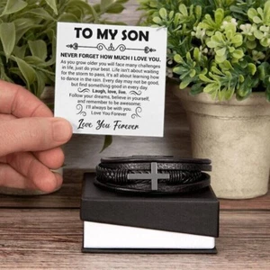 to my son Cross Faith bracelet gift for Birthday Christmas Graduation From Mom - Picture 1 of 8