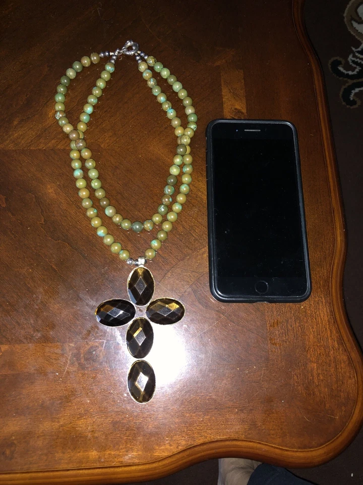 Sterling Silver Smoky Topaz Natural Stone Beats Necklacen - Image 1 of 4