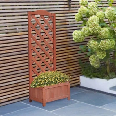 Rectangular Wooden Garden Planter Trellis Flower Pot Box Lattice Climbing Grid - Image 1 of 4