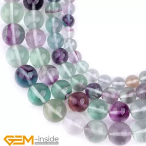 AAA Grade Natural Rainbow Fluorite Round Beads For Jewelry Making Strand 15" - Foto 1 di 32