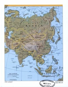 Mappa fisica dell'Asia e dei paesi all'interno 18" x 24" 2003 - Foto 1 di 1