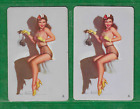 2 cartes à jouer pin-up vintage Earl MacPherson de remplacement jokers - calendrier 1946
