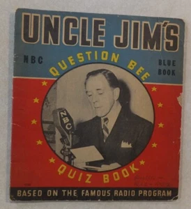 UNCLE JIM'S QUESTION BEE NBC BLUE BOOK QUIZ BOOK NBC Famous Radio Program 1939 - Imagen 1 de 5