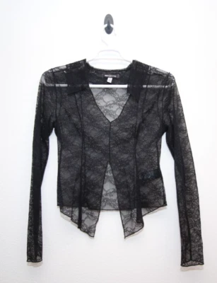 Blusa Urban Outfitters Talla Grande Iluminada por la Luna Transparente Fly Away Encaje Top Negra Foto 1 de 4