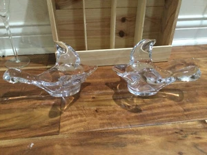 Pair Of Princess House Crystal Bird Dove Shape Glass Candy Nut Dish Bowl Clear - Picture 1 of 11