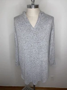 Soma Womens Night Gown Sz L Pajamas Gray V Neck Hood Pockets Loungeware - Picture 1 of 6