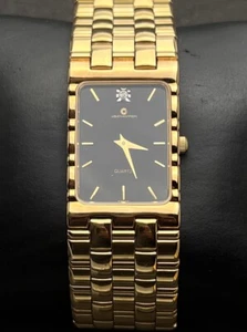 Vintage New 1994 JB CHAMPION Diamond Tank Men’s 34mm Quartz Watch Gold Black - Picture 1 of 14
