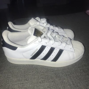 ADIDAS SUPERSTAR ORTHOLITE  Sneakers White Black & Gold 3 Stripes SIZE 4 Mint! - Picture 1 of 8