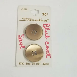 Vintage Streamline Four Hole Button New Old Stock Gold Toned On Card - Picture 1 of 5