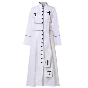 Christian Priest Cassock with Belt for Women Catholic Clergy Preaching Robes - Picture 1 of 8