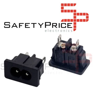2x Conector Corriente AC IEC320 C8 Chasis Macho 2.5A 250V 2 pines BX-180 REF992 - Imagen 1 de 1