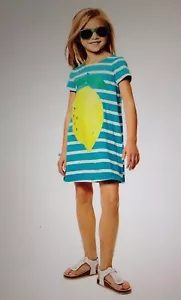 NWT 4/5 or 9/10 RIDICULOUSLY CUTE Mini Boden Striped Dress w/ a Lemon on Front - Picture 1 of 3