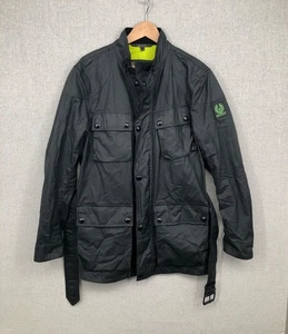 Belstaff Flash Trialmaster Jacke UK 38 schwarz Herren Gürtel gefüttert Mantel - Bild 1 von 12
