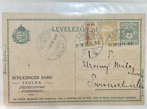 Cartolina Ungheria 1917 5 riempitivi 2 riempitivi francobollo bisezionato - Foto 1 di 4
