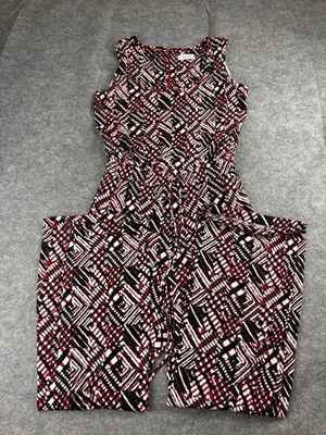 Mono Calvin Klein para mujer 8 sin mangas con cordón rojo geométrico cintura elástica Foto 1 de 4