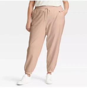 Ava & Viv Womens 3X Beige Brown Jogger Elastic Waist Stretch Pants Size 3X - Picture 1 of 5