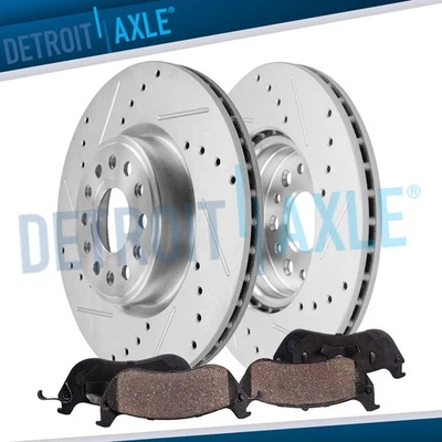 14.88 inch Front Drilled Rotors Ceramic Brake Pads Kit for 2019 - 2025 RAM 1500 - Image 1 of 4