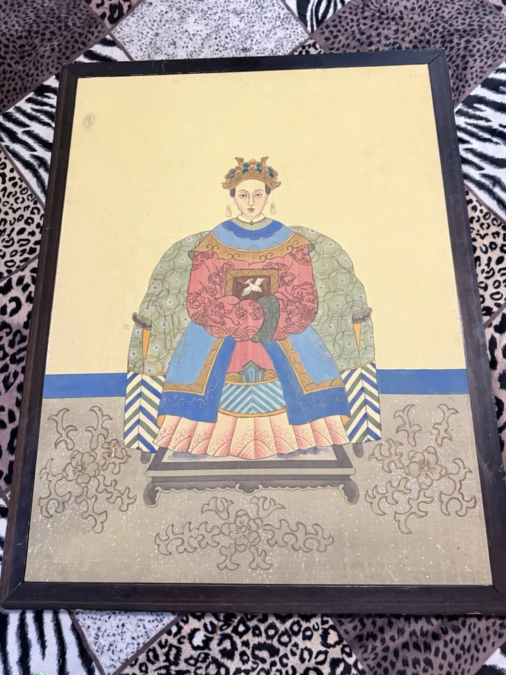 Antique Chinese Ancestor Hand Painting From Hong Kong. 1800’s - Image 1 of 4