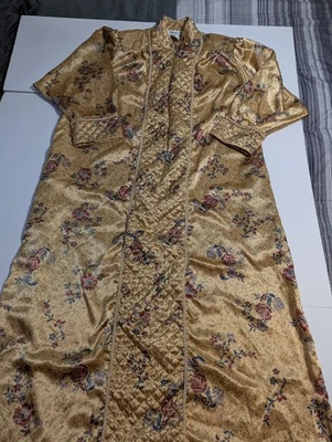 VTG Christian Dior 14242 Gold Floral Print Quilted Size S 1/2 Zip Lounge Wear... - Image 1 of 4