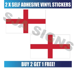 2 X ENGLAND FLAG - 200mm X 120mm - SELF ADHESIVE VINYL STICKERS - Picture 1 of 1