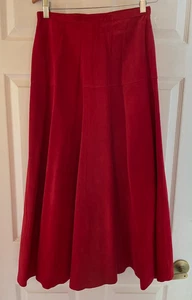 Vintage Marlynn Traditions Ltd echter roter Leder ausgestellter langer Rock Gr. 10 - Bild 1 von 11