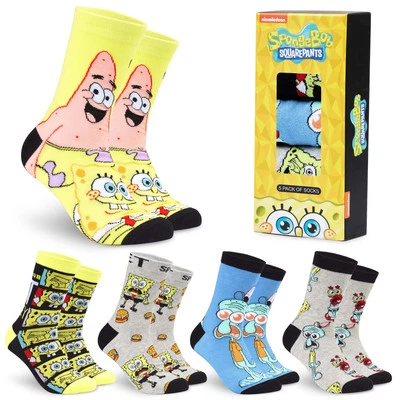 SpongeBob Squarepants Mens Socks, 5-Pack Socks Men Size 6.5-9.5