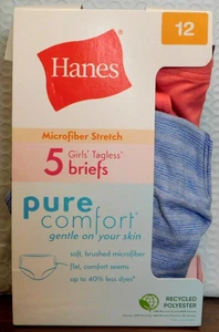 Hanes Ultimate Pure Comfort Girls' Sz 12 Microfiber Hipster Underwear 5-Pk READ - Picture 1 of 4
