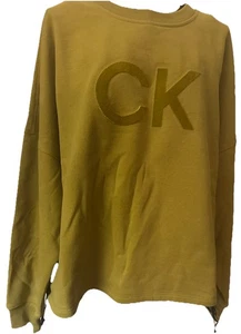 Calvin Klein Womens Performance Logo Cropped Sweatshirt Olive Large - Picture 1 of 11