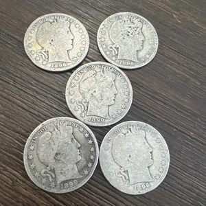 Medio dólar de peluquero 1896-O, 1896 y 1899 - Lote de 5 - 90% de plata - ¡Raro! - Imagen 1 de 17
