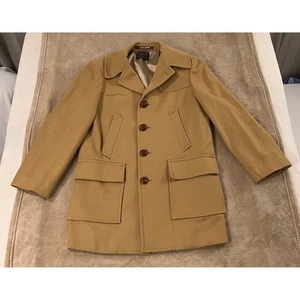 Vintage Pendleton Woolen Mills Tan Cream Wool Coat Jacket Men-no size tag-EUC - Picture 1 of 9