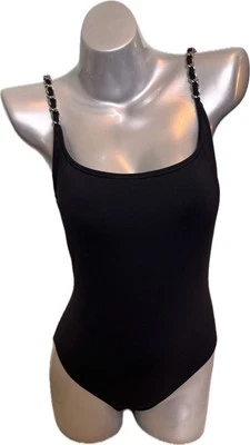 Michael Kors Womens Size 12 Black One Piece Silver Chain Link Straps NEW - Imagem 1 de 4