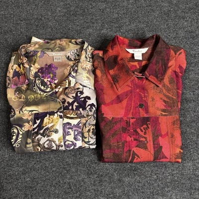 Lote de 2 Chaquetas/Blazer Bronceado Jay Rojo y Dorado Floral Artístico Con Botones Talla L Foto 1 de 4