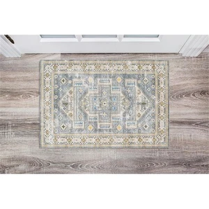 Linon Washable Kirby Polyester 2'x3' Rug Gray - Picture 1 of 18